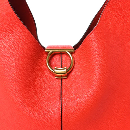 Salvatore Ferragamo Calfskin Gancini Margot Hobot Candy Apple Red 7 of 9
