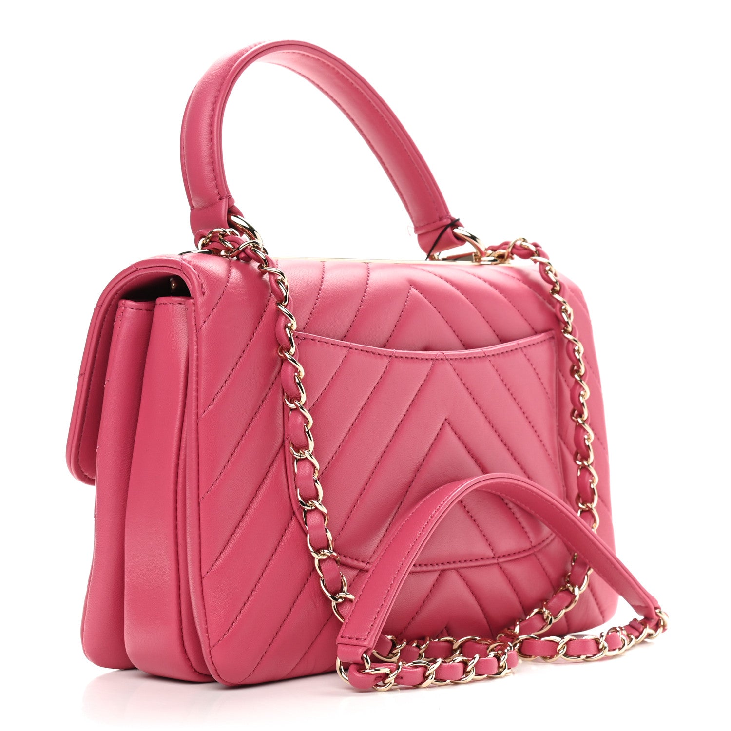 Chanel Lambskin Chevron Quilted Small Trendy CC Dual Handle Flap Bag Pink 3 of 9