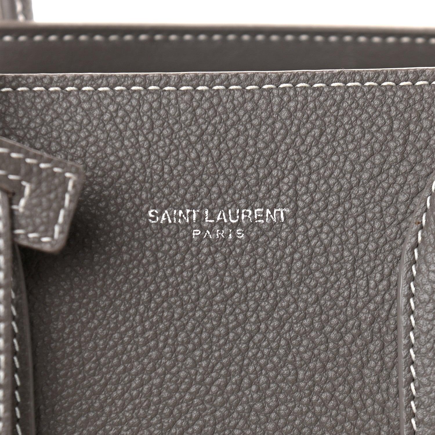 Saint Laurent Grained Calfskin Topstich Baby Sac De Jour Grey 8 of 10