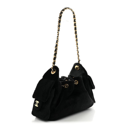 Chanel Pony Hair Mini Chanel 25 Handbag Black 3 of 11
