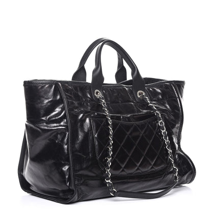 Chanel Glazed Calfskin Large Deauville Tote Black 4 of 10
