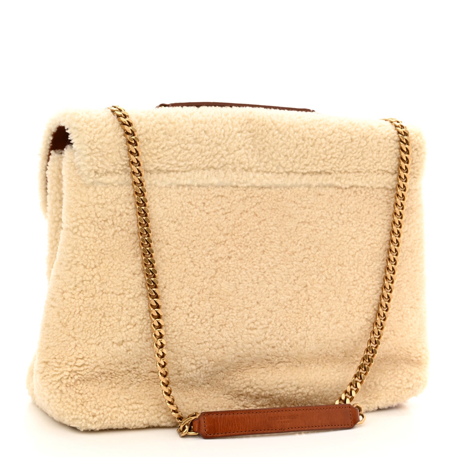 Saint Laurent Shearling Medium Loulou Shoulder Bag Natural 3 of 13