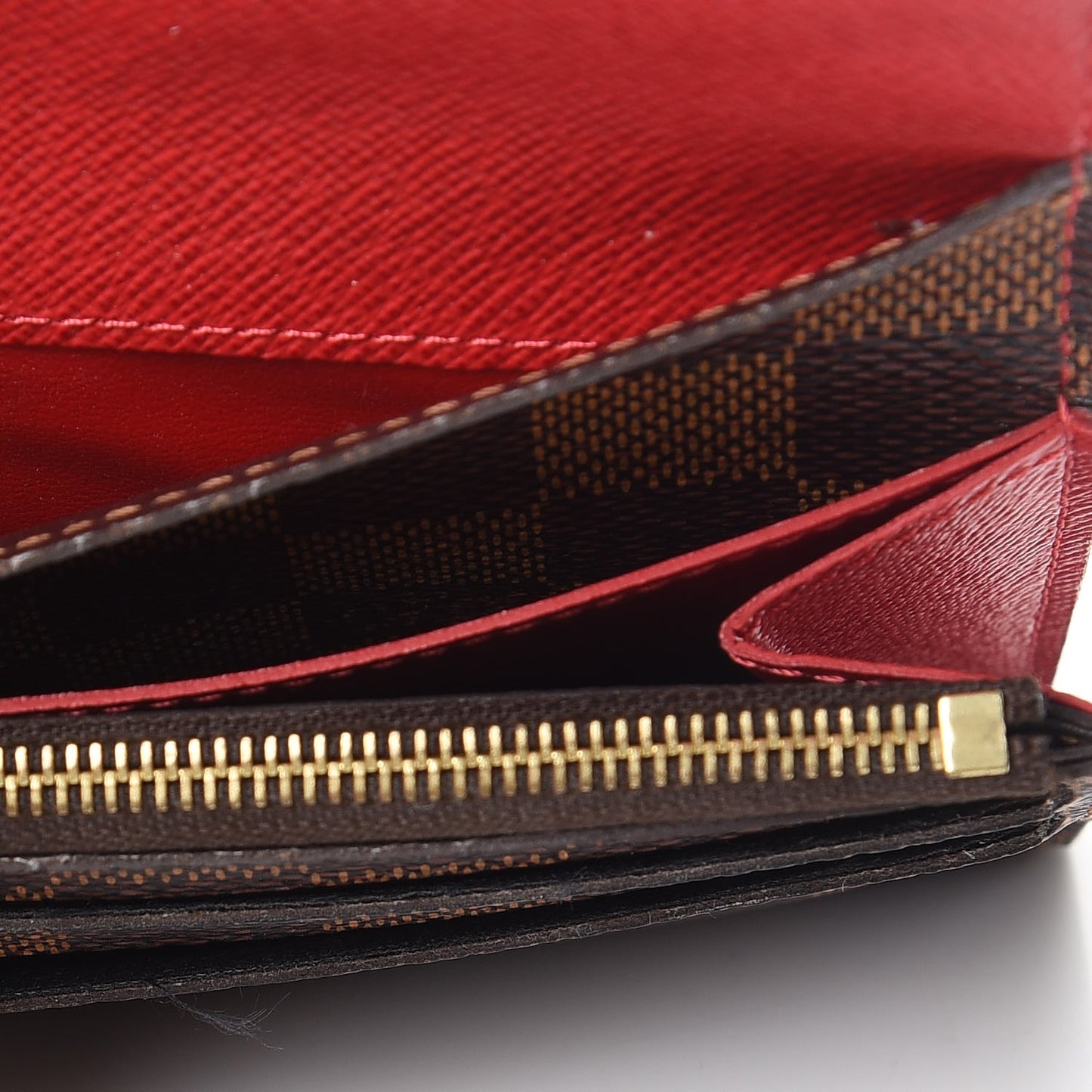 Damier Ebene Emilie Wallet Red