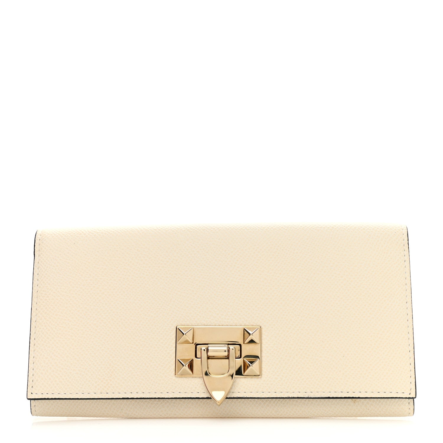 Valentino Garavani Calfskin Rockstud Flip Lock Wallet White 1 of 9