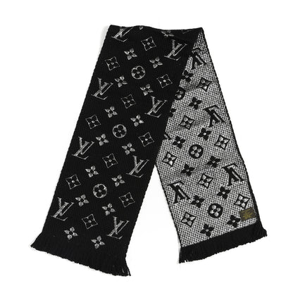 Louis Vuitton Wool Silk Logomania Shine Scarf Black 2 of 3