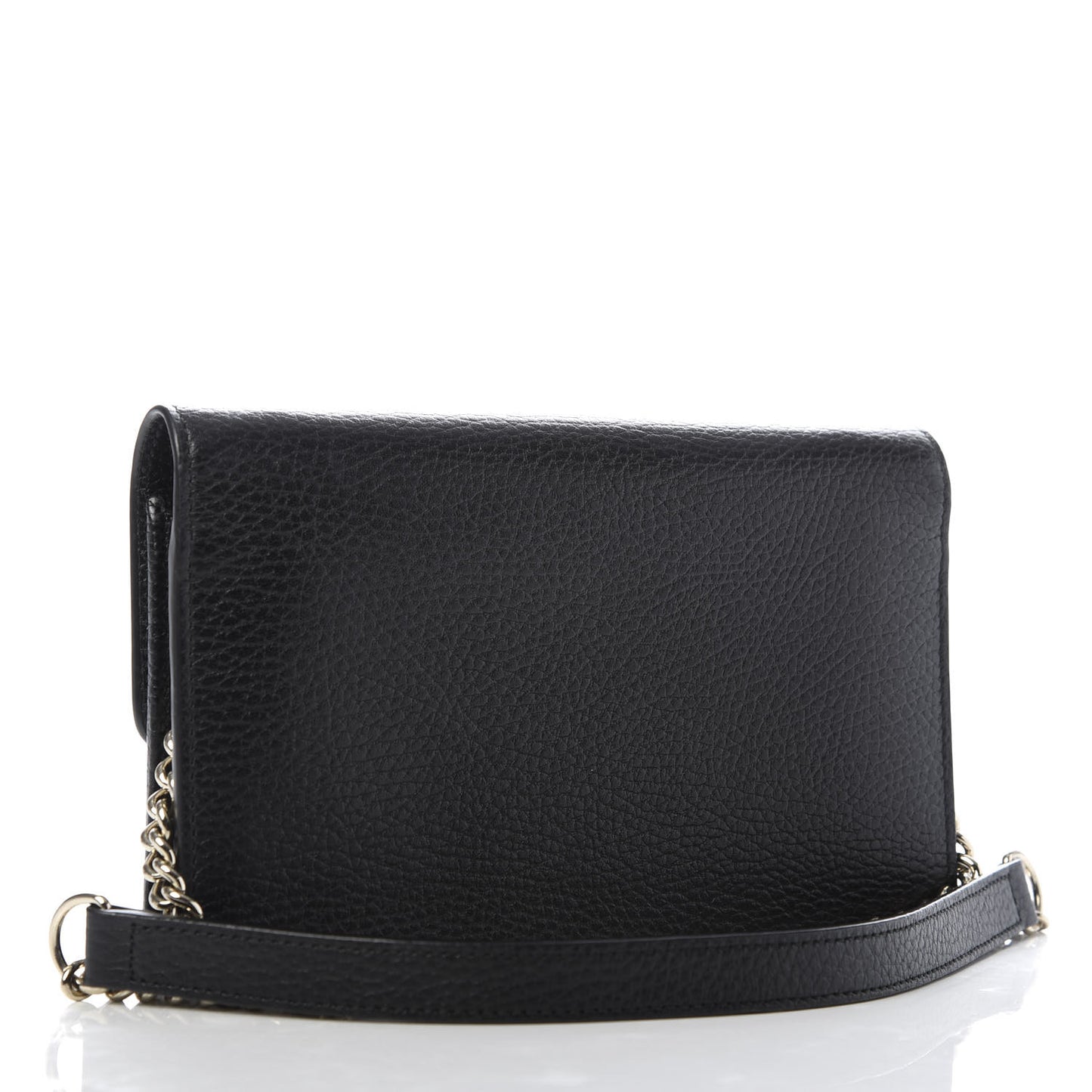 Dollar Calfskin Interlocking G Chain Wallet Black