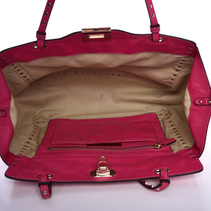 Valentino Garavani Vitello Medium Rockstud Tote Pop Fuxia 5 of 19