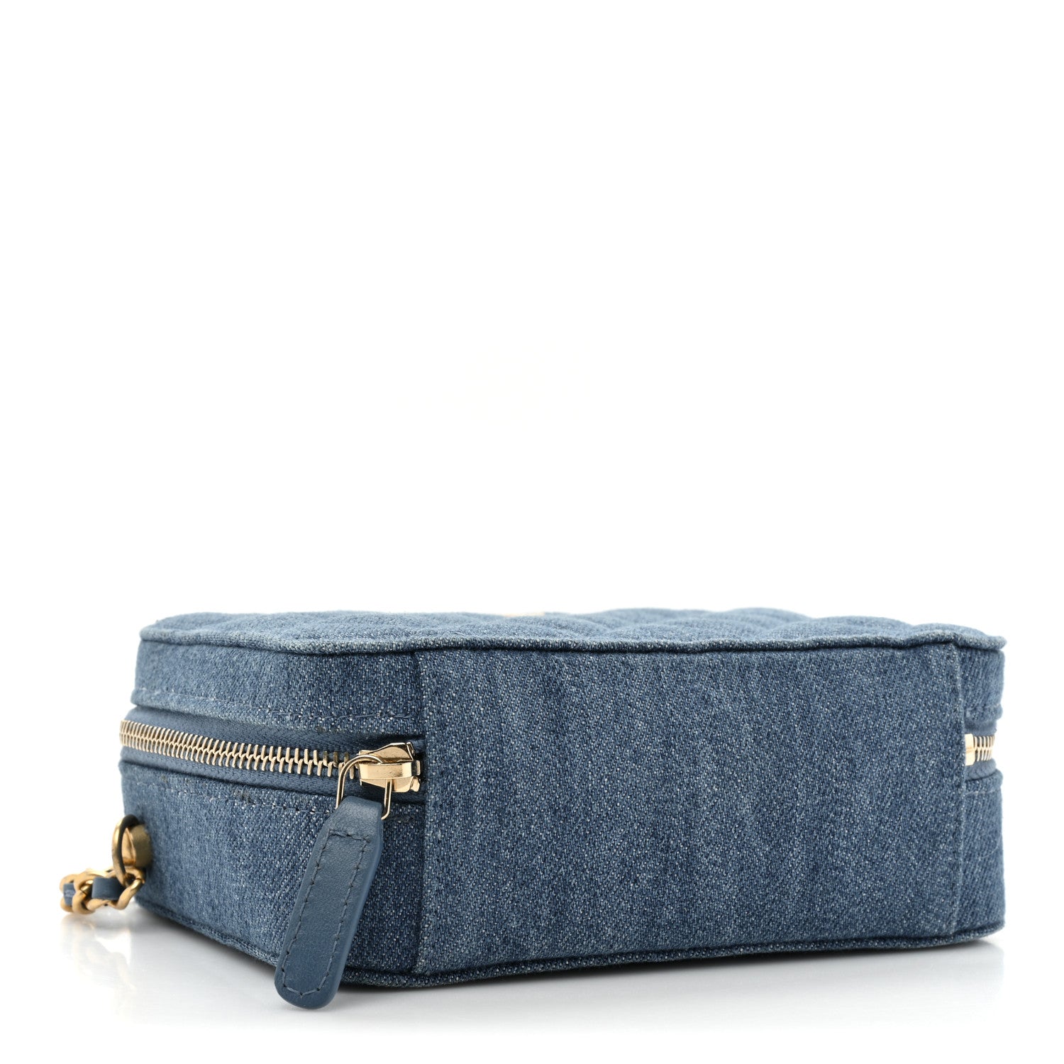 Chanel Denim Quilted CC Pearl Crush Camera Case Blue 4 of 13
