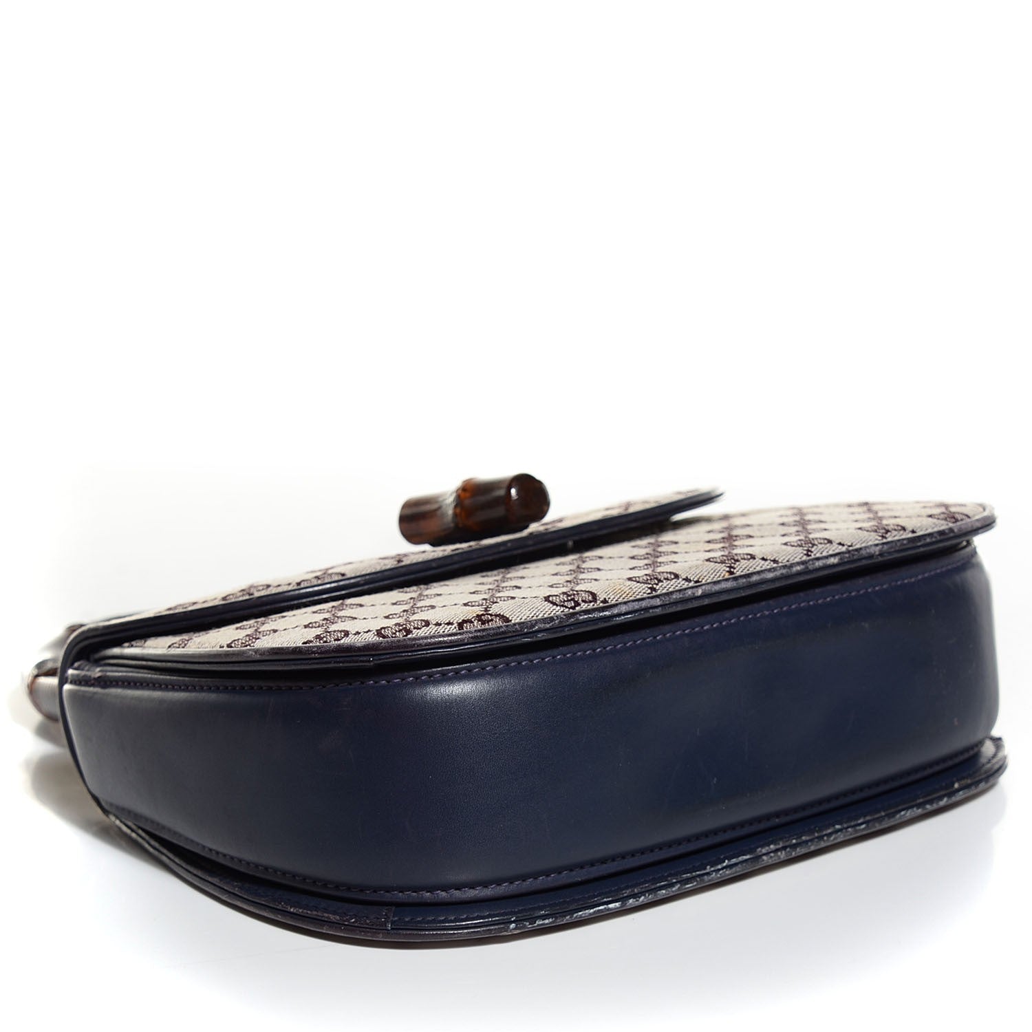 Gucci Monogram Bamboo Medium Top Handle Bag Navy 4 of 6
