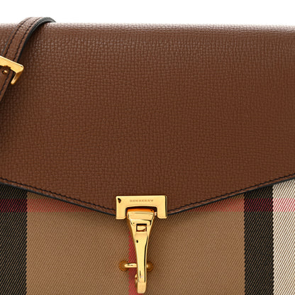 Burberry Derby Calfskin House Check Small Macken Crossbody Bag Tan 9 of 14