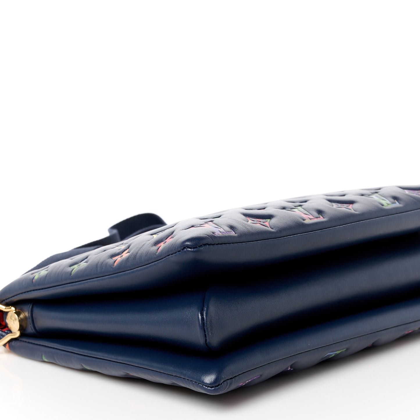 Lambskin Embossed Monogram LV Garden Coussin MM Navy Blue