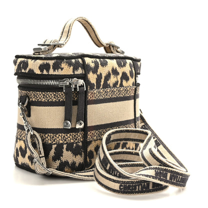 Christian Dior Canvas Mizza Embroidered Small Leopard Travel Vanity Case Beige 3 of 9