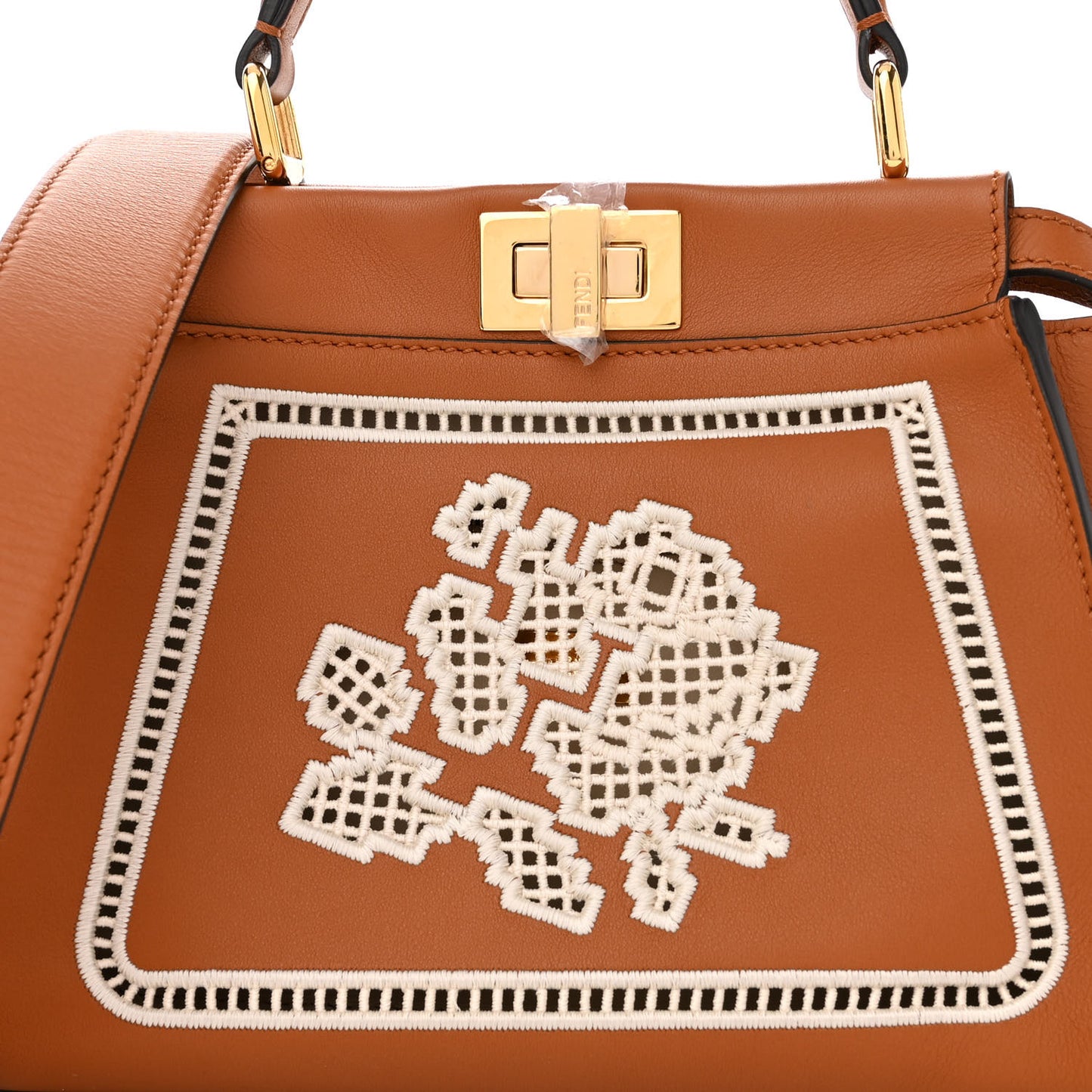 Calfskin Floral Ajour Embroidered Mini Peekaboo Iconic Satchel Brandy Garza