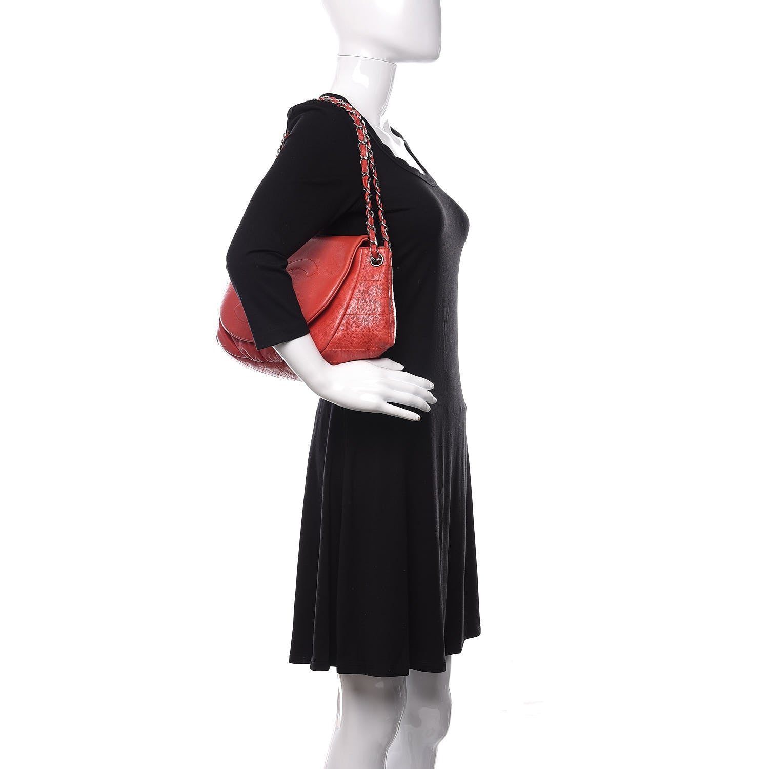 Chanel Caviar Large Half Moon Flap Red 2 of 10