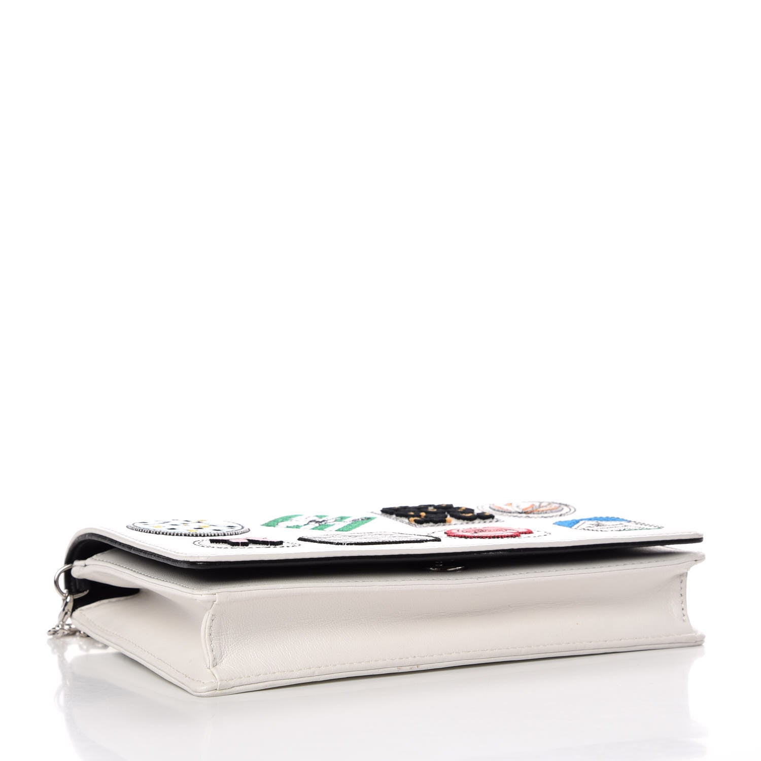 Christian Dior Calfskin Badges Chain Wallet White 4 of 12