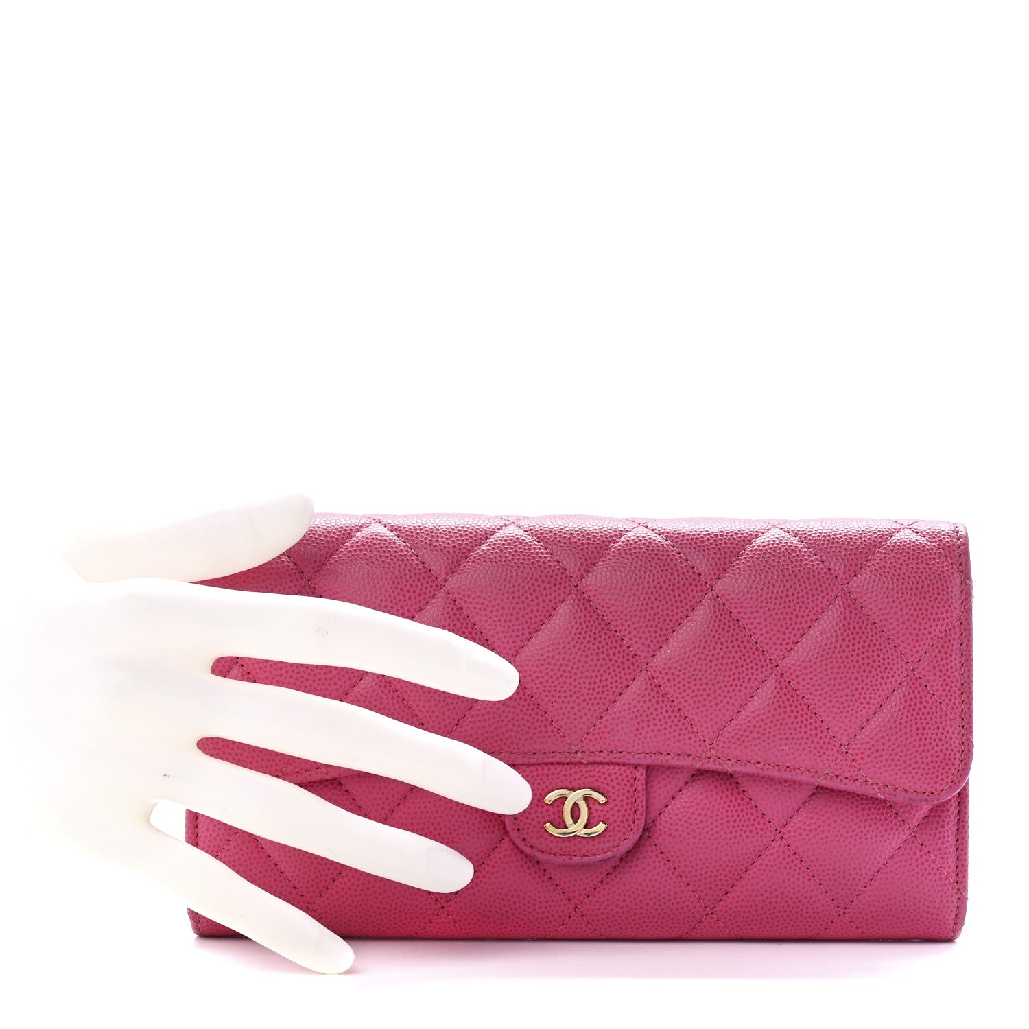 Chanel Caviar Quilted Large Gusset Flap Wallet Pink 2 of 13