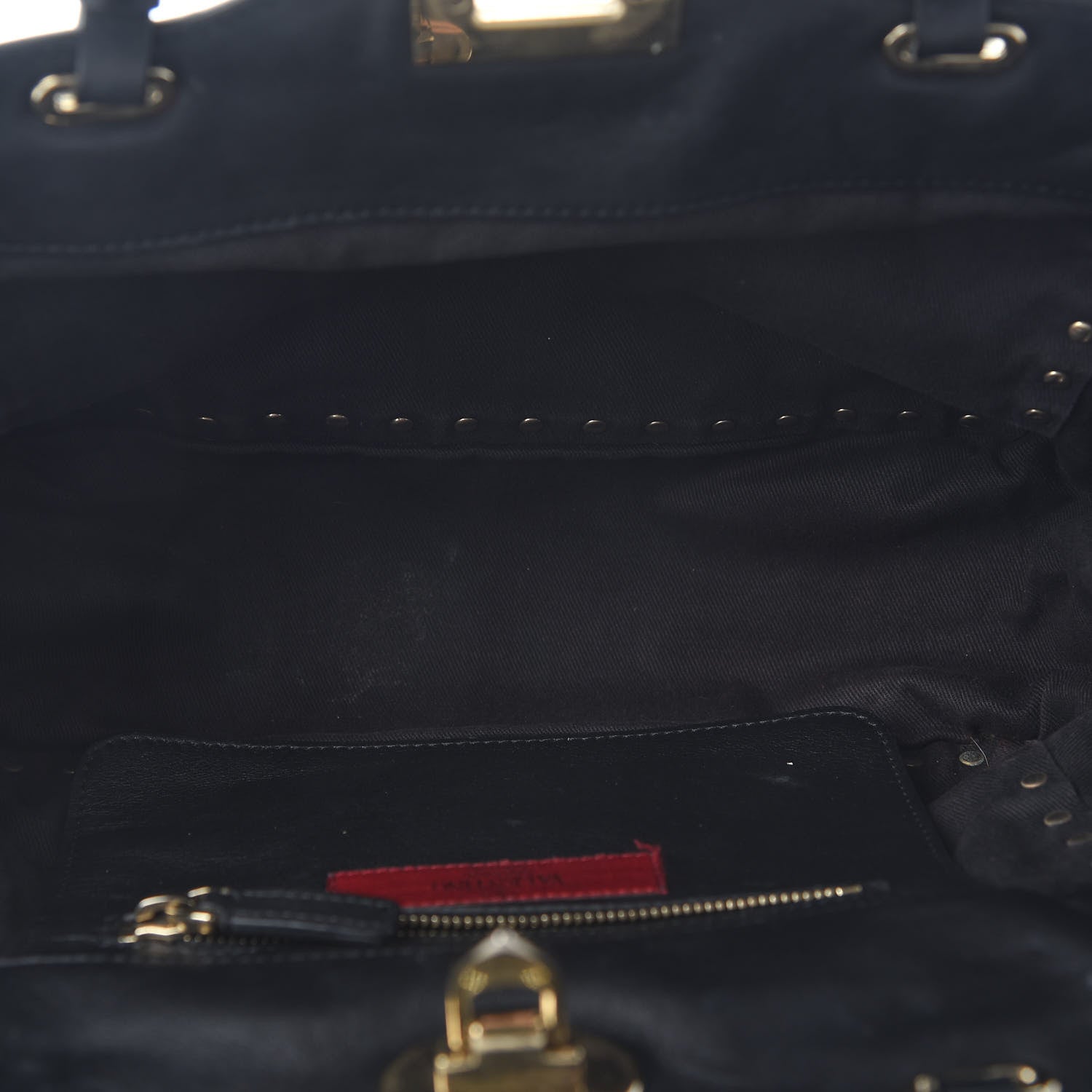 Valentino Garavani Vitello Small Rockstud Tote Black 5 of 8