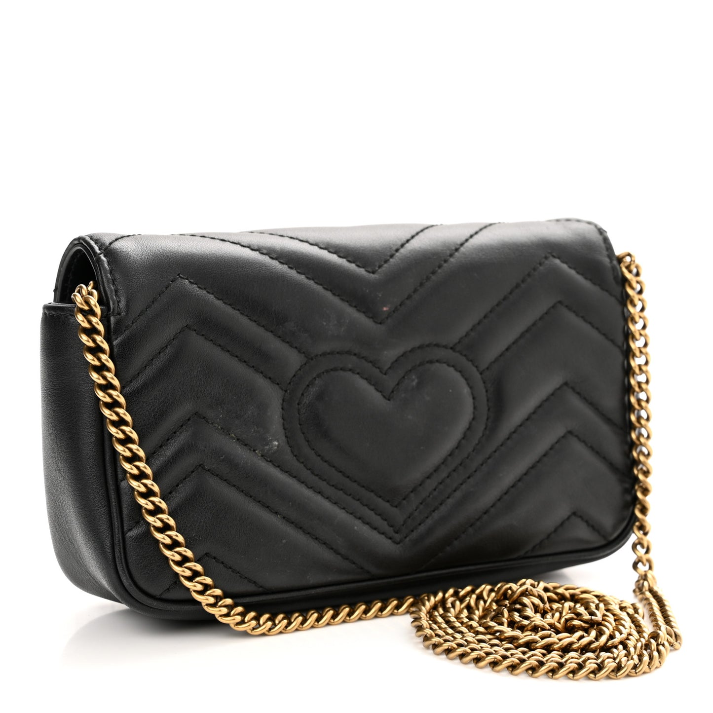 Calfskin Matelasse Super Mini GG Marmont Shoulder Bag Black
