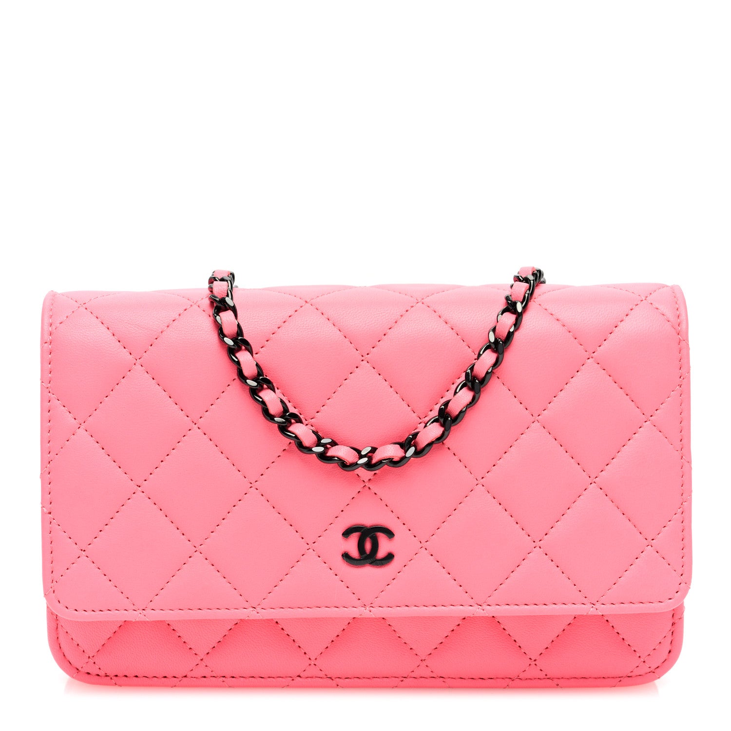 Chanel Lambskin Quilted Wallet On Chain WOC Coral Pink 1 of 10