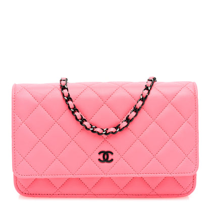 Chanel Lambskin Quilted Wallet On Chain WOC Coral Pink 1 of 10