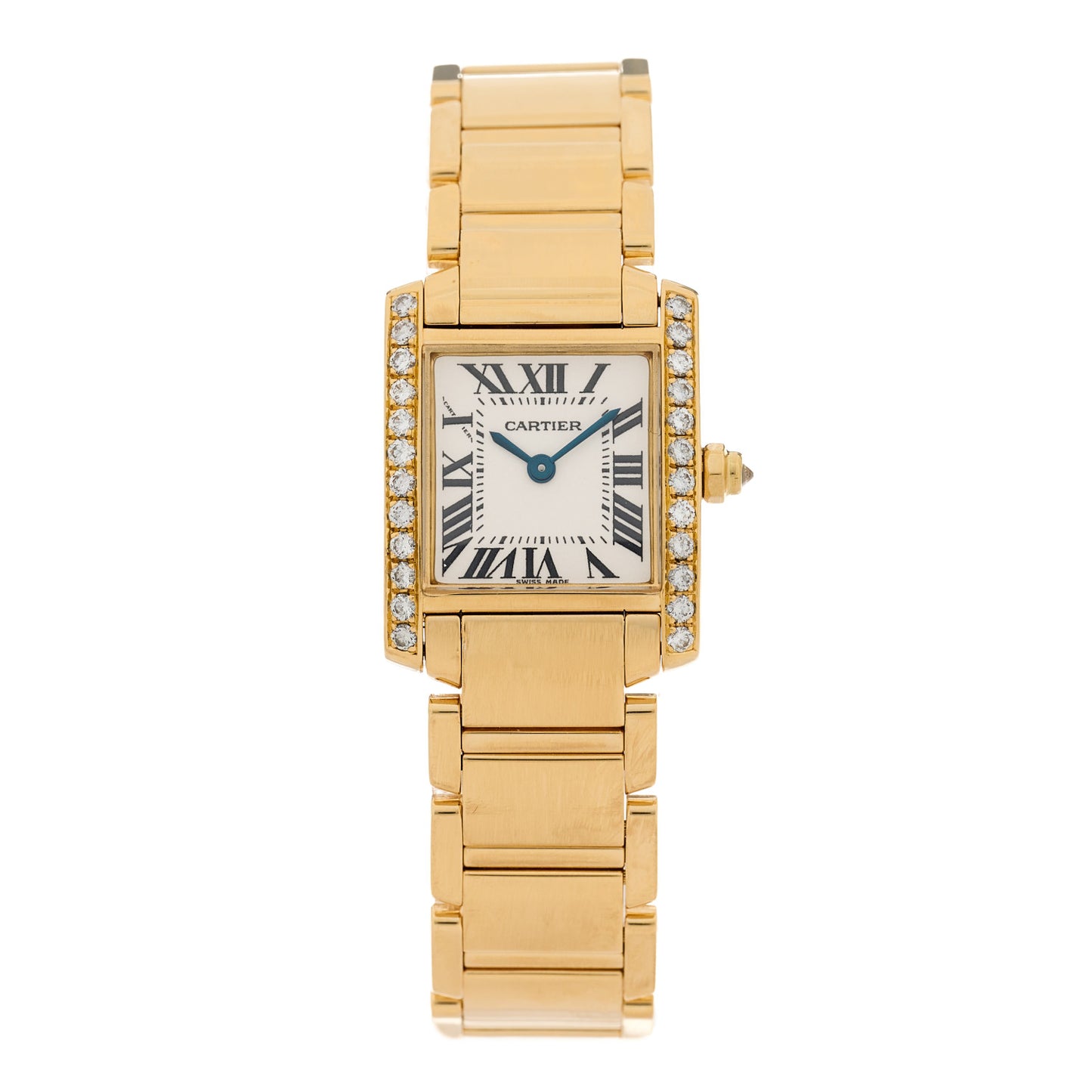 18K Yellow Gold Diamond 20mm Tank Francaise Quartz Watch