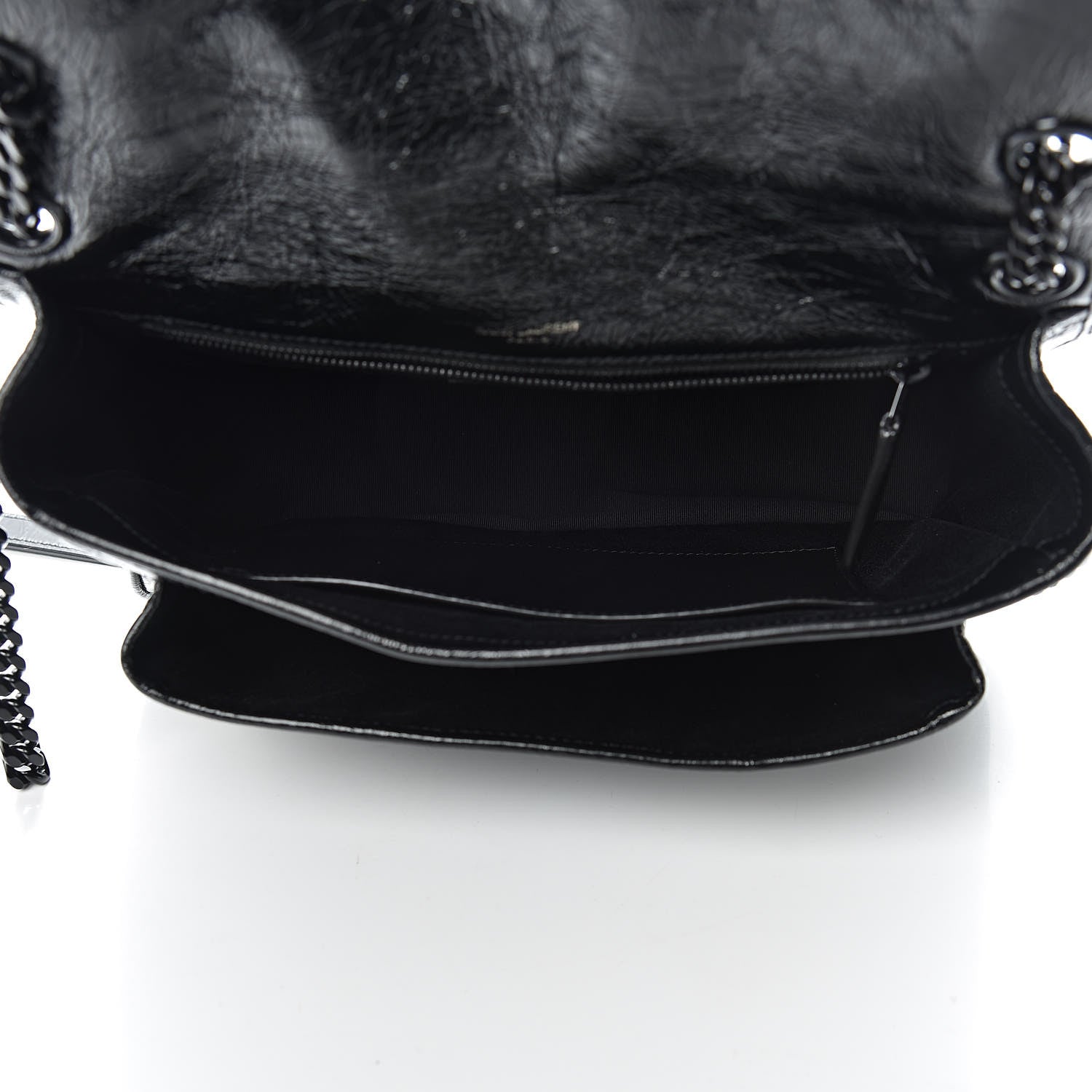 Saint Laurent Crinkled Calfskin Matelasse Monogram Medium Niki Chain Satchel Black 5 of 10