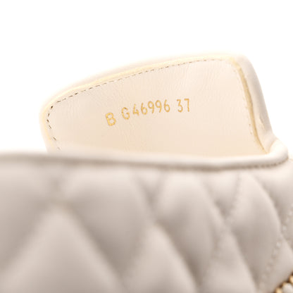 Chanel Shiny Lambskin Quilted Grosgrain Cap Toe CC Chain Espadrilles 37 White Black 9 of 10