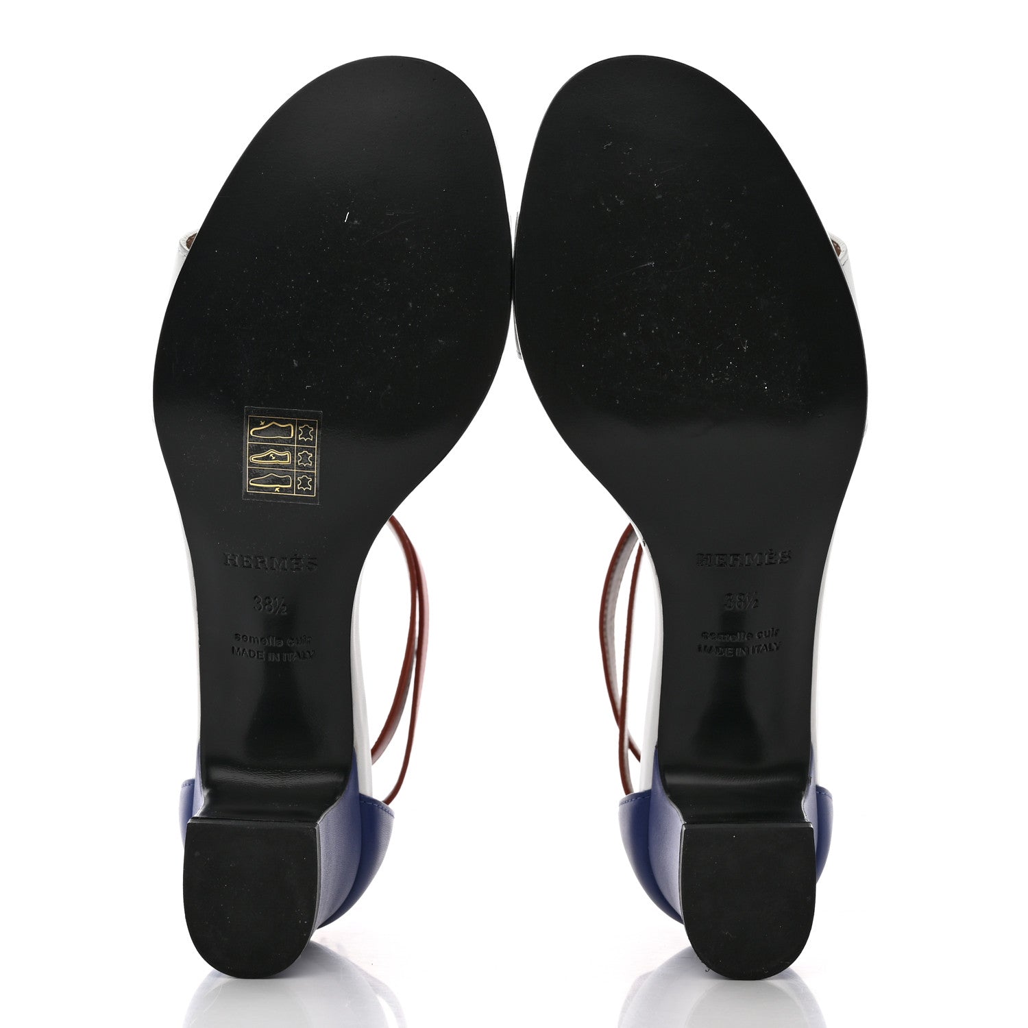 Hermes Box Calfskin Manege Sandals 38.5 Multicolor Blue Maritime 5 of 20