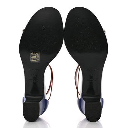 Hermes Box Calfskin Manege Sandals 38.5 Multicolor Blue Maritime 5 of 20