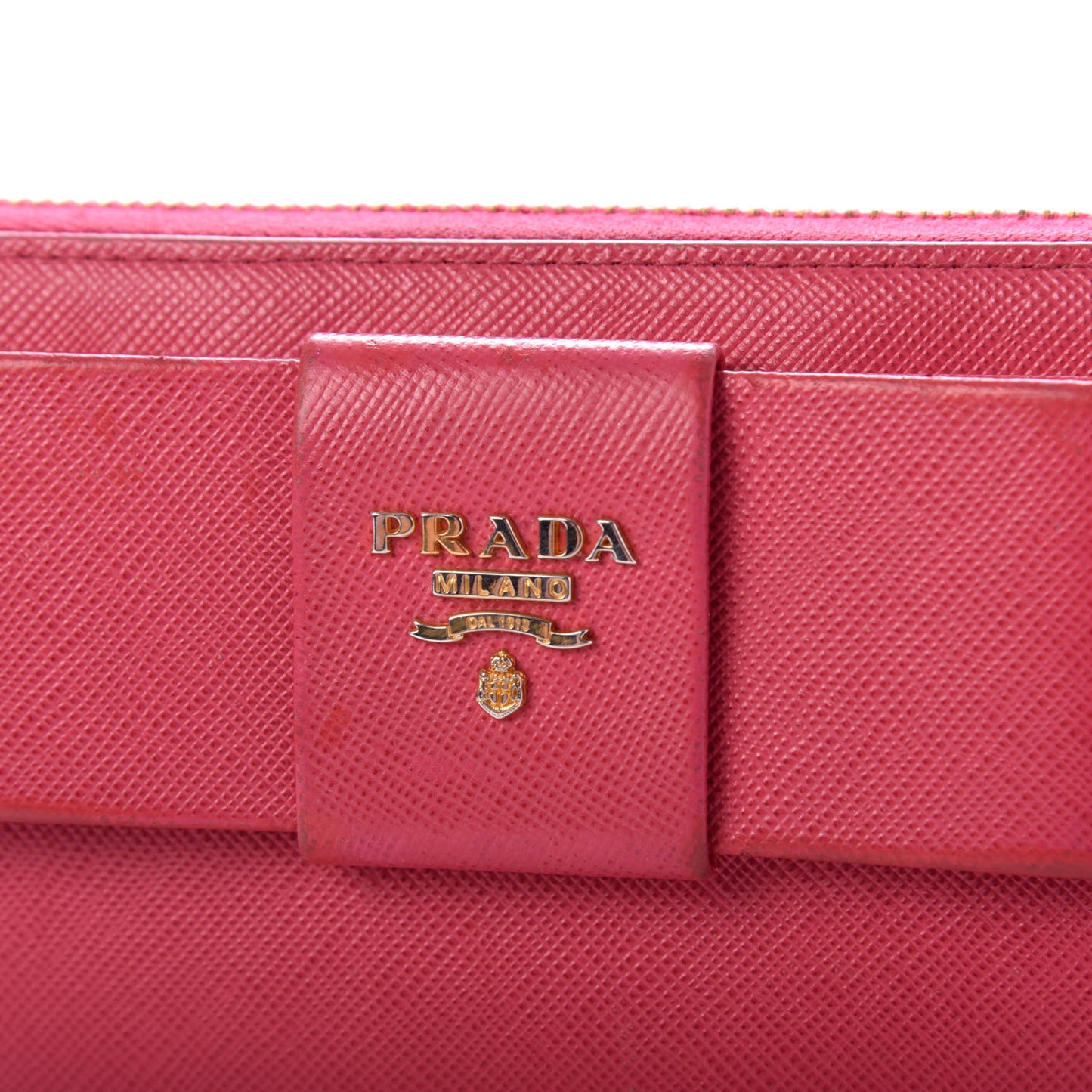 Saffiano Fiocco Bow Zip Around Wallet Peonia