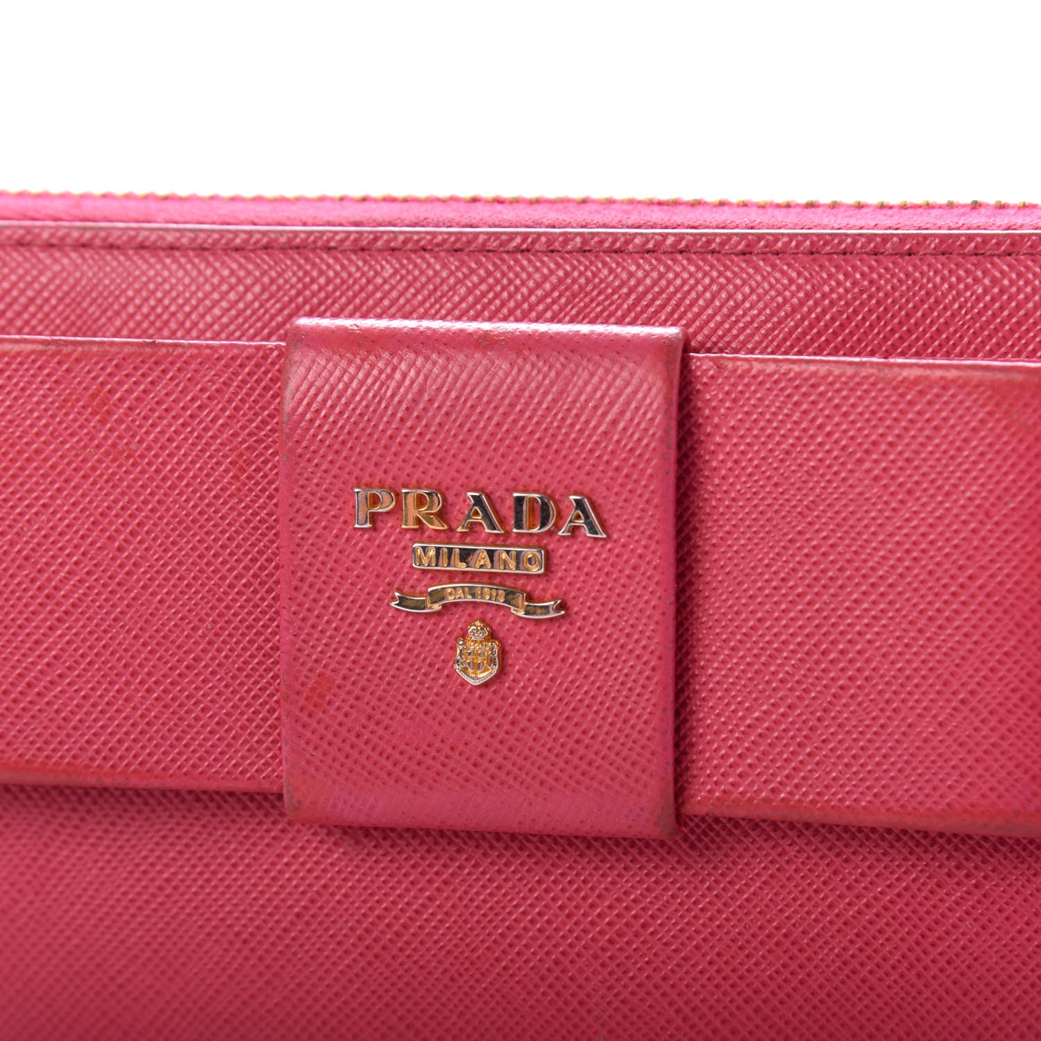 Prada Saffiano Fiocco Bow Zip Around Wallet Peonia 9 of 10