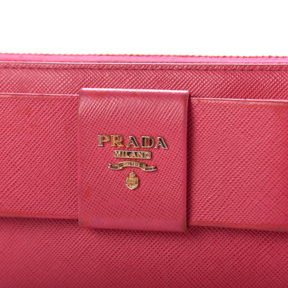 Prada Saffiano Fiocco Bow Zip Around Wallet Peonia 9 of 10