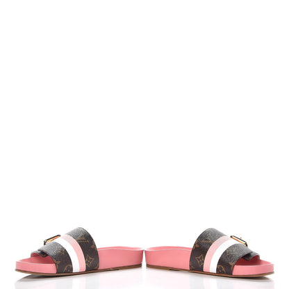 Louis Vuitton Patent Monogram Bom Dia Flat Mule 38 Rose White 5 of 11