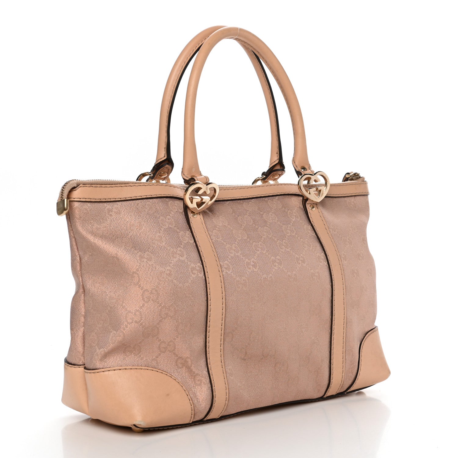 Gucci Metallic Monogram Small Lovely Heart Tote Pink 3 of 16