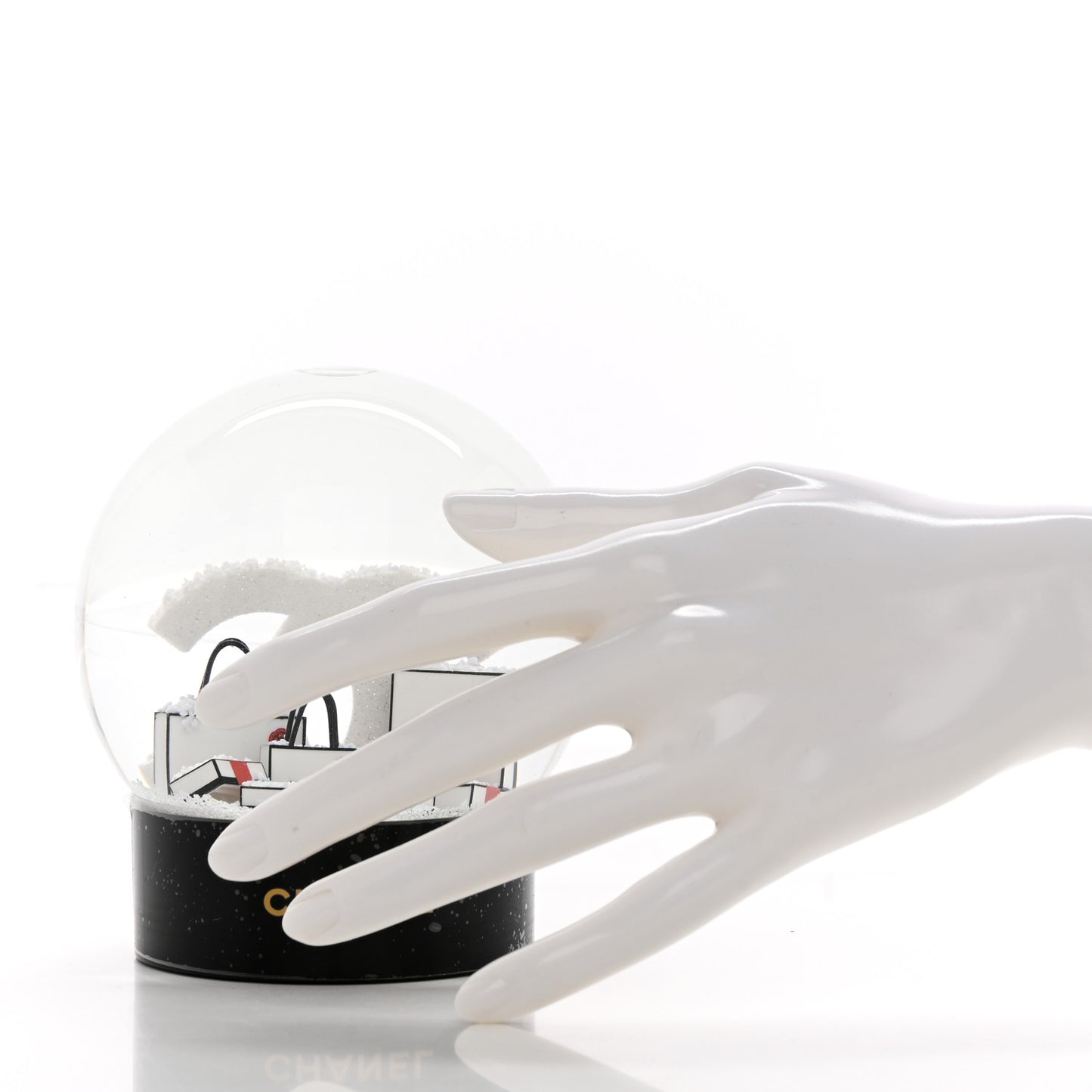 Glass CC Shopping Bag Snow Globe