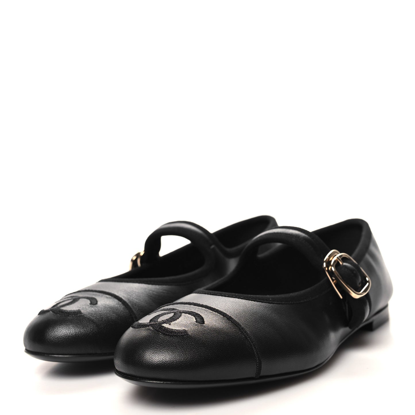 Lambskin Mary Jane Flats 36 Black