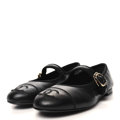 Chanel Lambskin Mary Jane Flats 36 Black 3 of 9