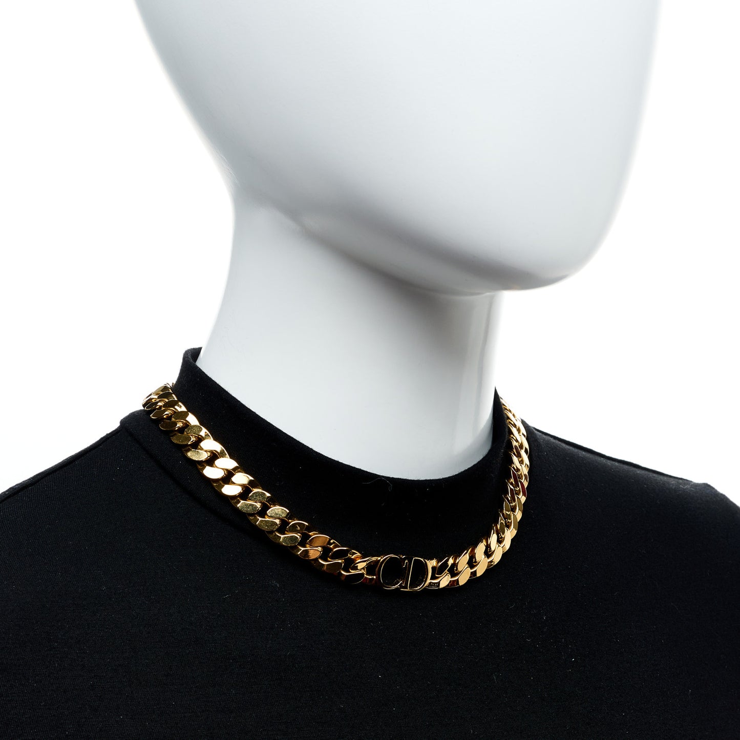 Metal CD Choker Necklace Gold