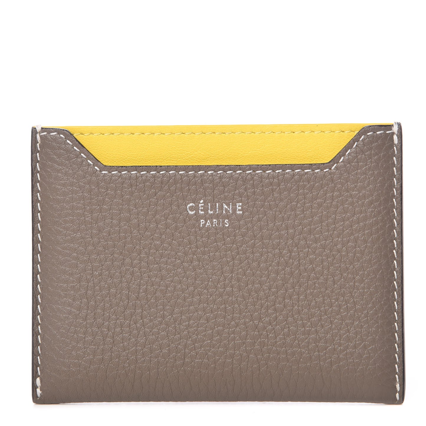 Drummed Calfskin Bi-Color Card Holder Souris