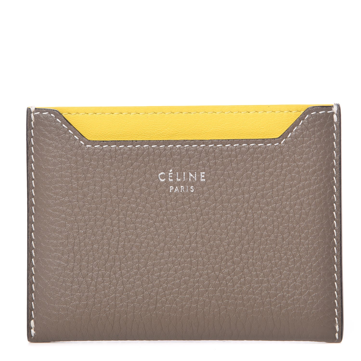 Celine Drummed Calfskin Bi-Color Card Holder Souris 1 of 10