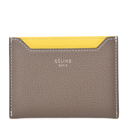 Celine Drummed Calfskin Bi-Color Card Holder Souris 1 of 10