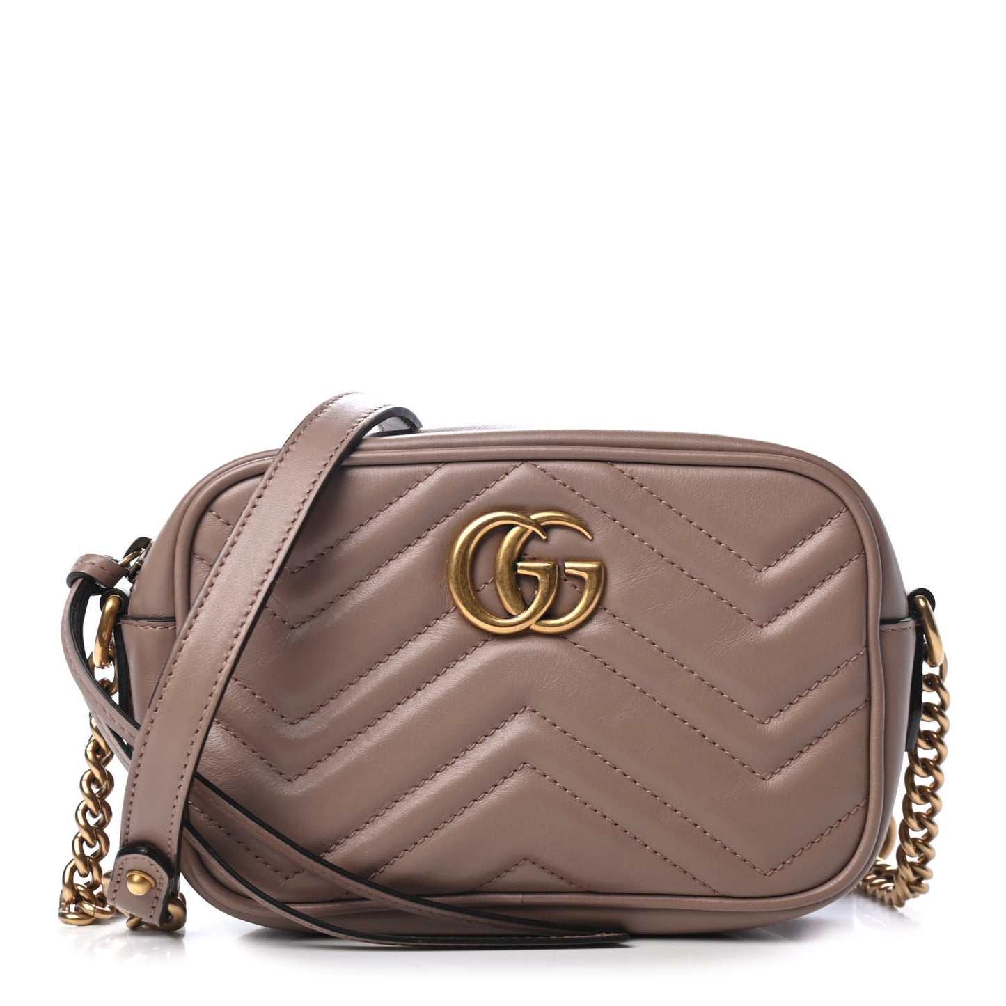Calfskin Matelasse Mini GG Marmont Chain Shoulder Bag Porcelain Rose