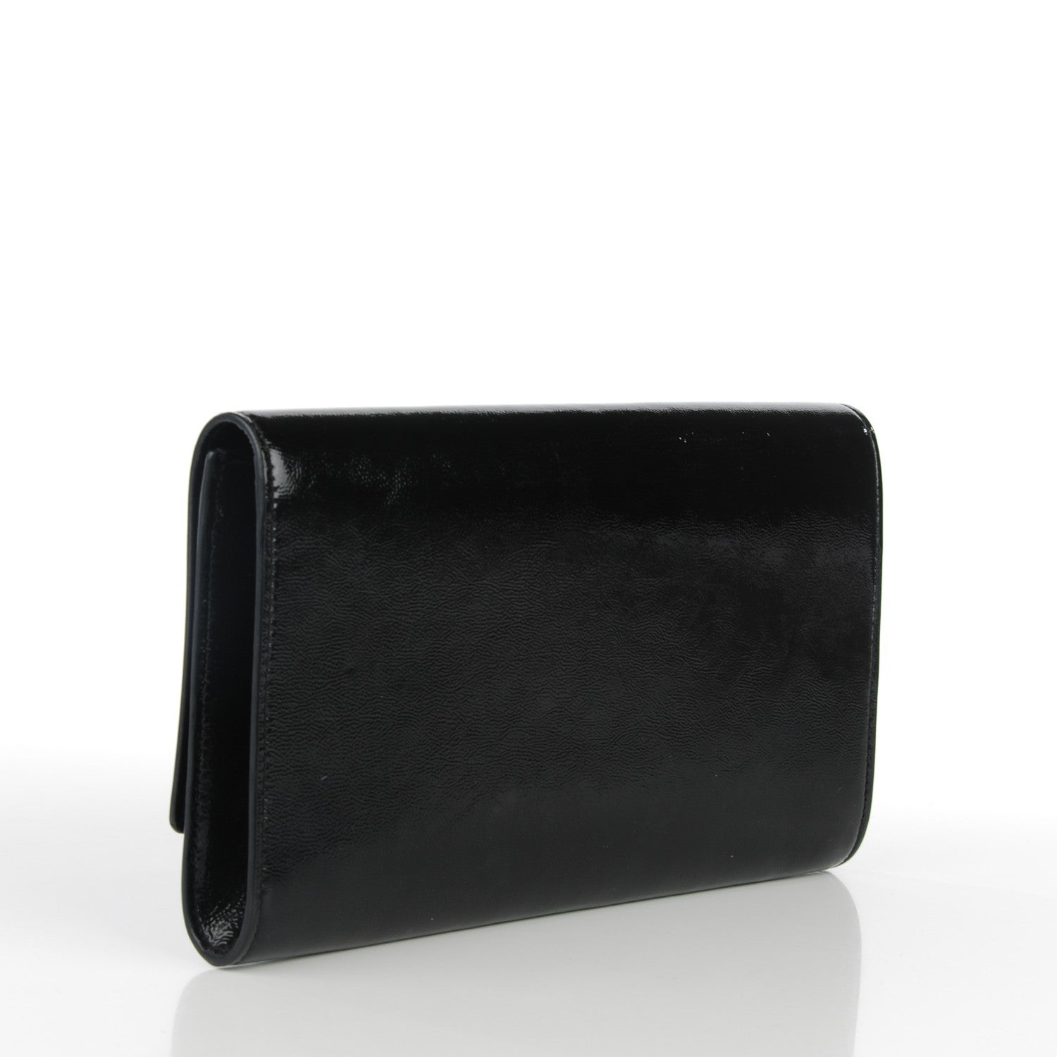 Saint Laurent Textured Patent Monogram Large Belle De Jour Clutch Black 3 of 7