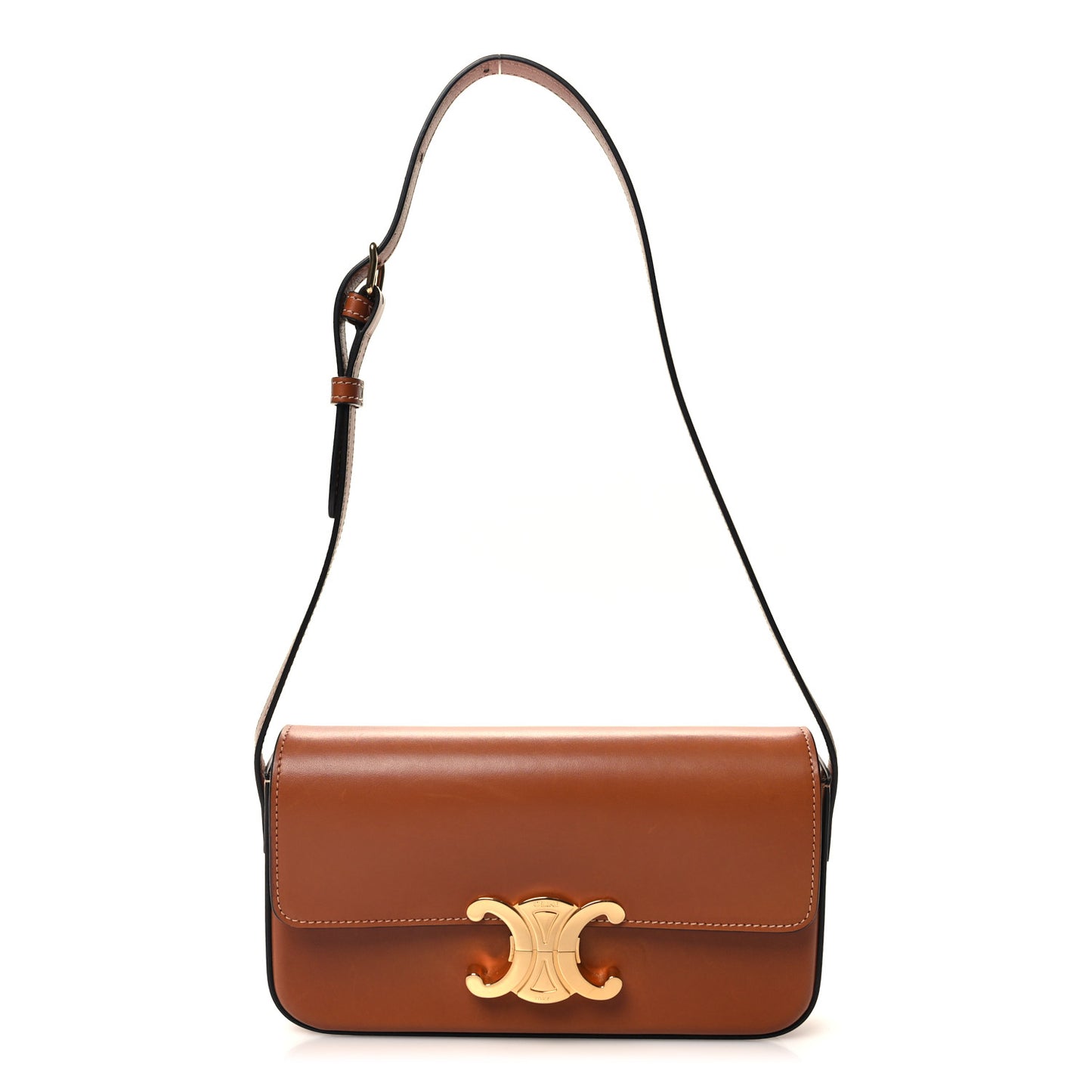 Natural Calfskin Triomphe Shoulder Bag Tan