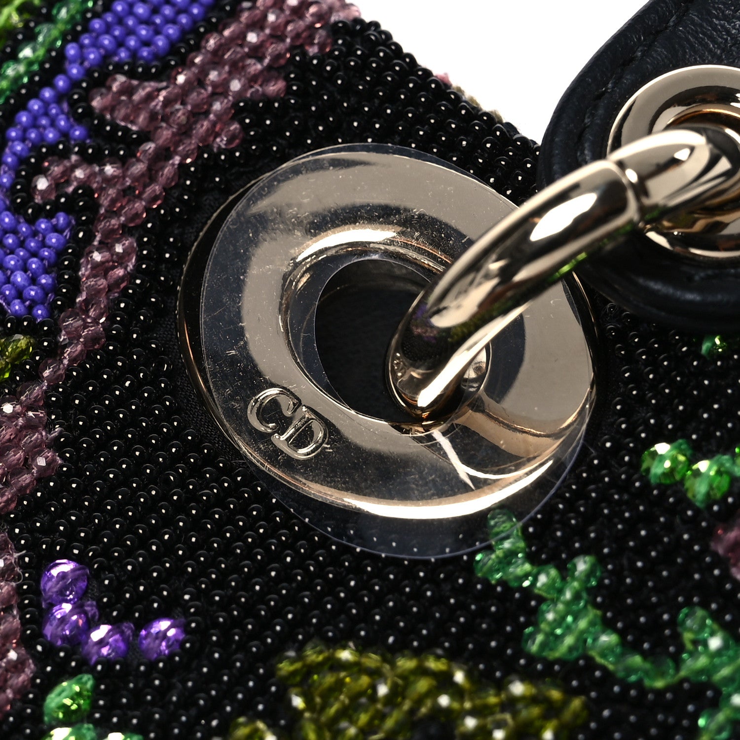 Christian Dior Lambskin Sequin Bead India Embroidered Lady D-Joy Black Multicolor 12 of 12
