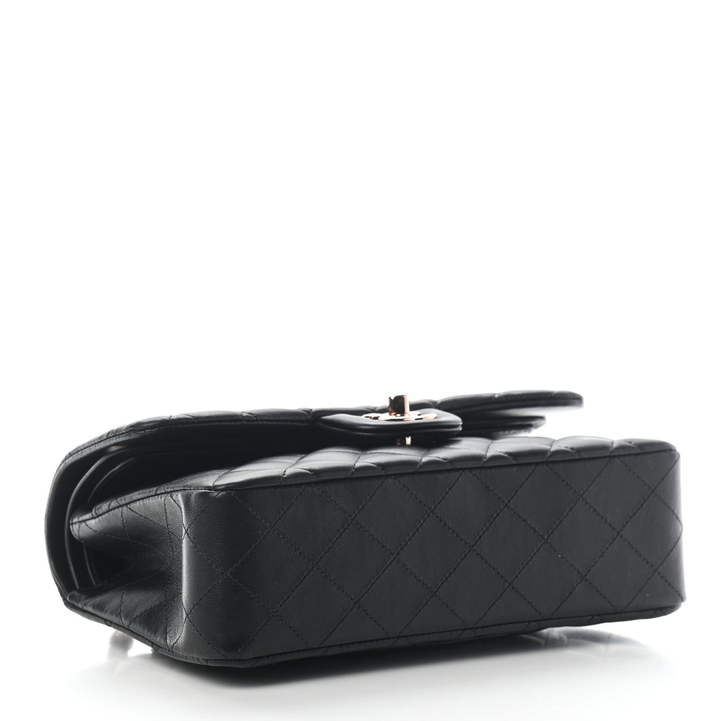 Lambskin Quilted Small Double Flap Black