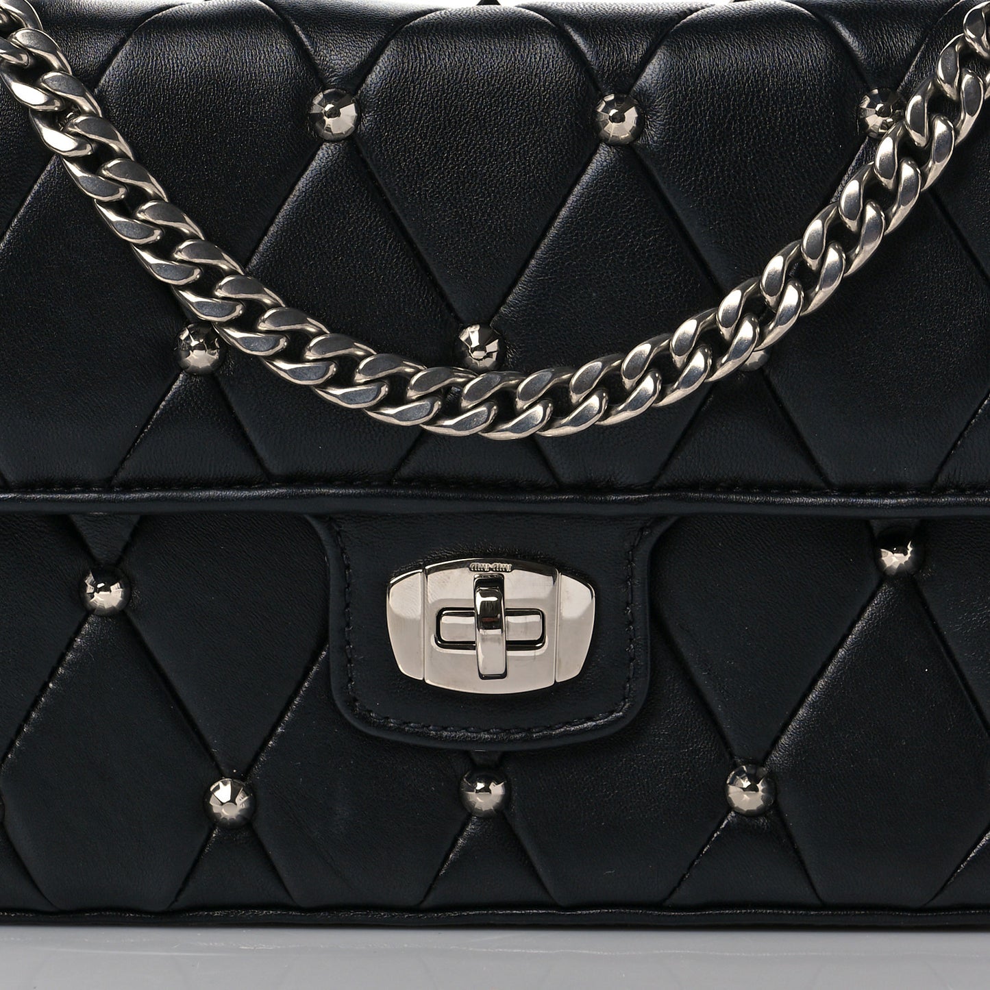 Pattina Nappa Crystal Studded Flap Bag Black