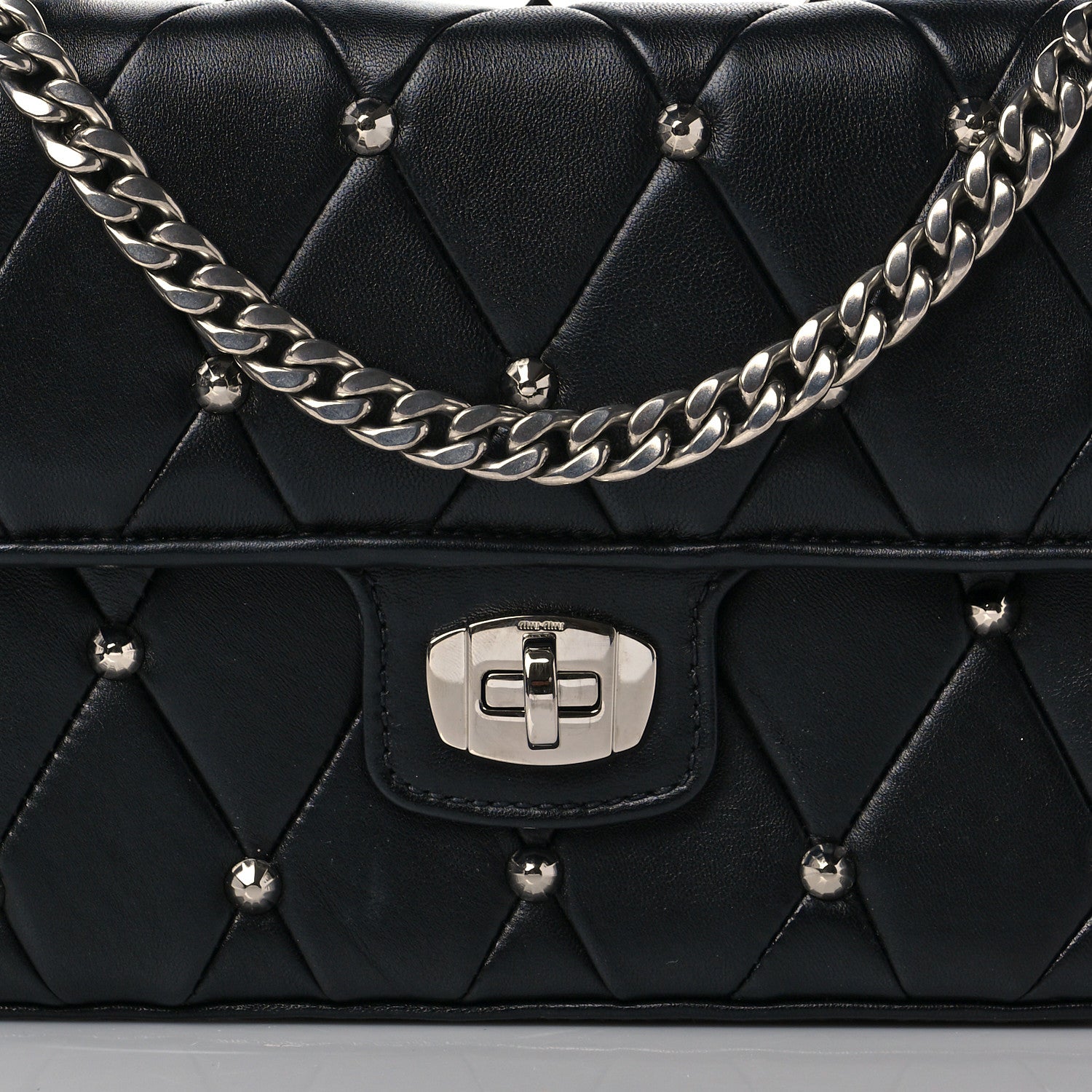 Miu Miu Pattina Nappa Crystal Studded Flap Bag Black 7 of 11