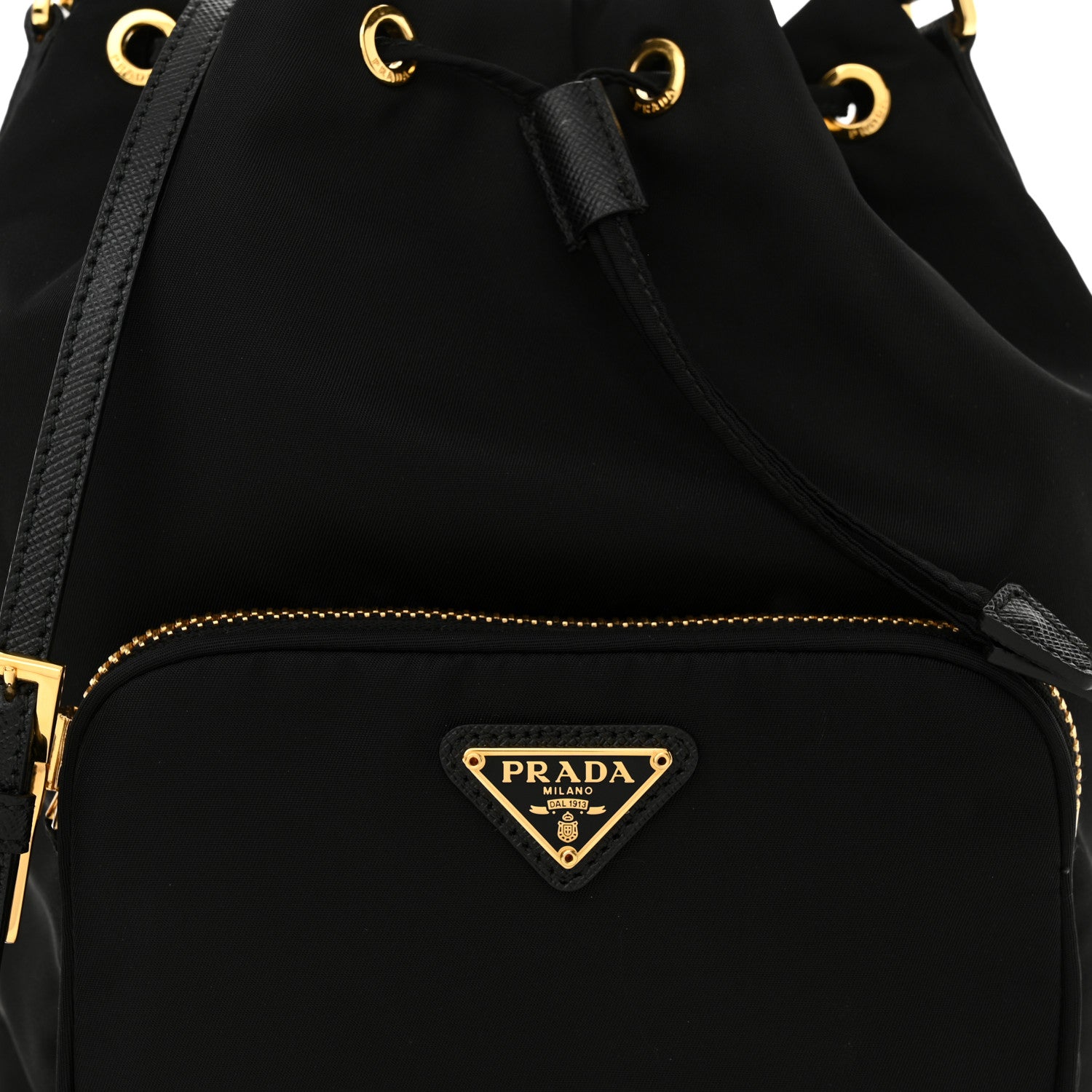 Prada Nylon Vela Saffiano Mini Bucket Crossbody Bag Black 8 of 10