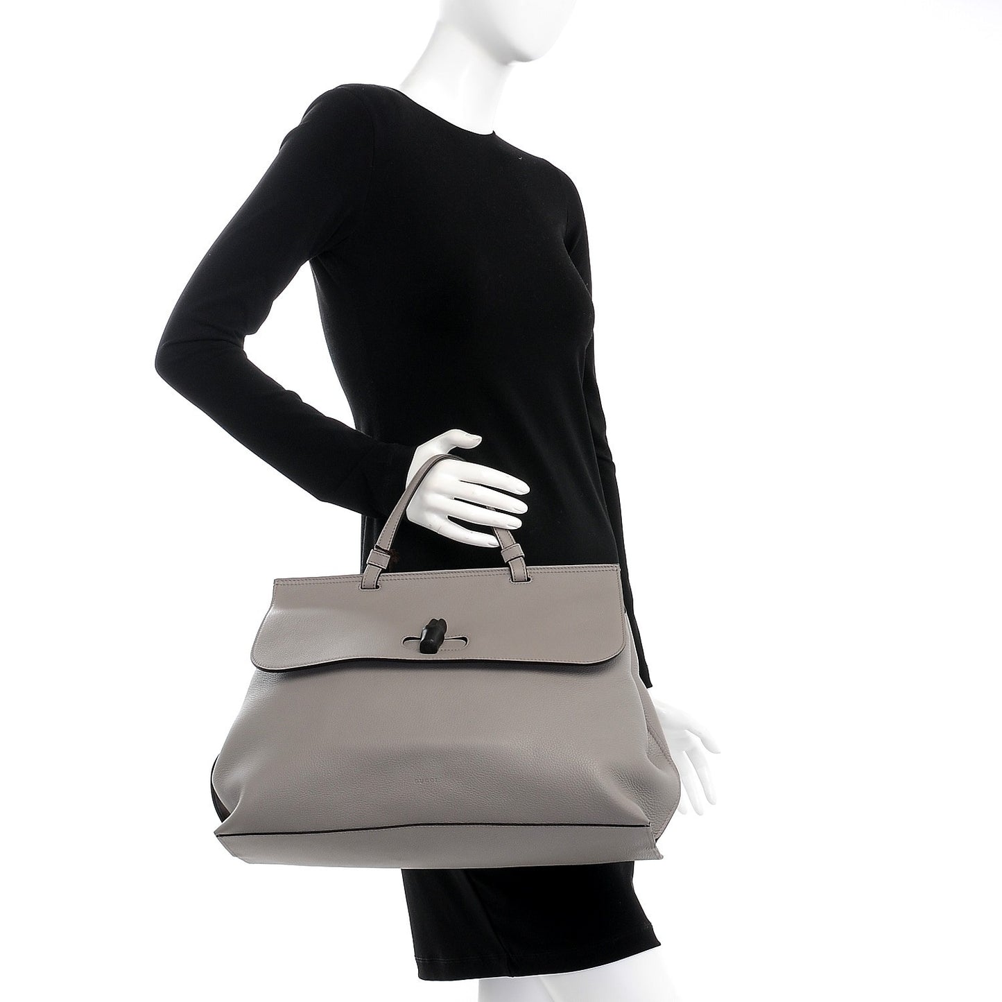 Cellarius Calfskin Large Bamboo Daily Top Handle Bag Storm Grey
